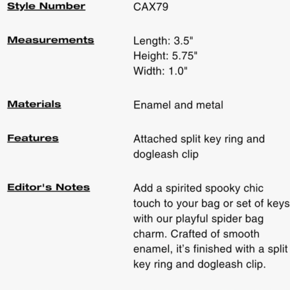 Coach Bag Charm Light Black Enameled Spider with Silver-Toned Hardware - Picture 3 of 12